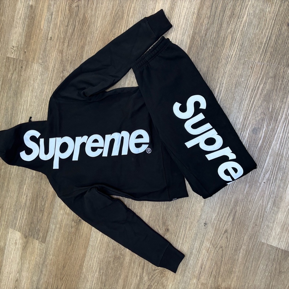 Supreme Black and White Logo Tracksuit